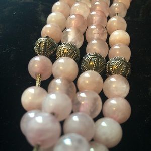 Rose quartz with designer silver bead Opa beads necklace